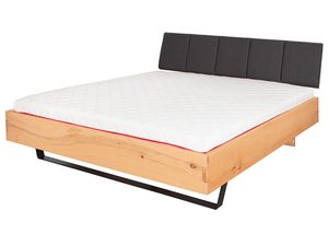 Miniaturka 1 - Łóżko bukowe z tapicerowanym zagłówkiem grafitowym na metalowych nogach