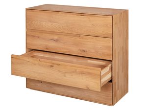 Miniaturka 2 - Komoda dębowa z czterema szufladami otwarta środkowa szuflada perspektywa