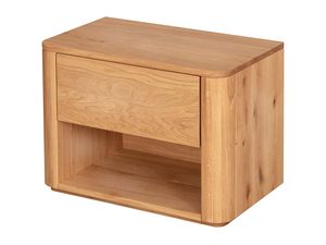 Miniaturka 1 - Szafka nocna dębowa z szufladą i półką zaokrąglona perspektywa