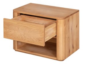 Miniaturka 2 - Dębowa szafka nocna z otwartą szufladą pokazującą wnętrze