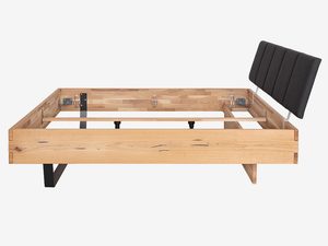 Miniaturka 1 - Łóżko dębowe rama bez stelaża z tapicerowanym zagłówkiem grafitowym profil