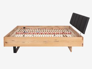 Miniaturka 8 - Łóżko dębowe ze stelażem i tapicerowanym zagłówkiem grafitowym profil