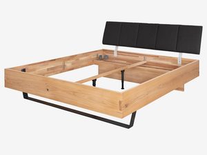 Miniaturka 5 - Łóżko dębowe rama bez stelaża z tapicerowanym zagłówkiem grafitowym