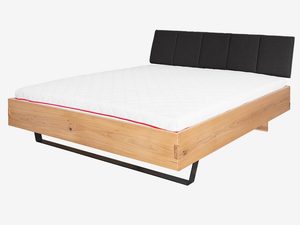 Miniaturka 3 - Łóżko dębowe z materacem i tapicerowanym zagłówkiem grafitowym perspektywa