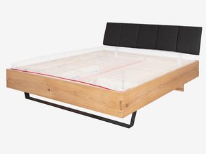 Miniaturka 2 - Łóżko dębowe z materacem przezroczystym i zagłówkiem grafitowym perspektywa