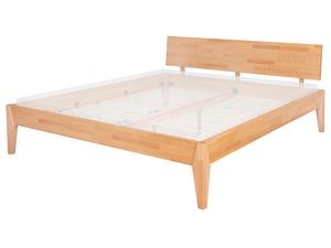 Miniaturka 8 - Bukowe łóżko z materacem na stelażu widocznym prześwitującym perspektywa