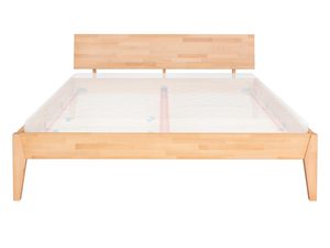 Miniaturka 11 - Bukowe łóżko z materacem na stelażu widocznym prześwitującym frontalny