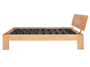 Miniaturka 3 - Dębowe łóżko ze stelażem elastycznym i zagłówkiem skośnym profil boczny