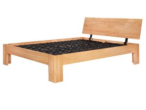 Miniaturka 6 - Dębowe łóżko ze stelażem elastycznym i zagłówkiem skośnym perspektywa