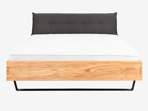 Miniaturka 1 - Łóżko jesionowe z materacem i tapicerowaną poduszką grafitową frontalny