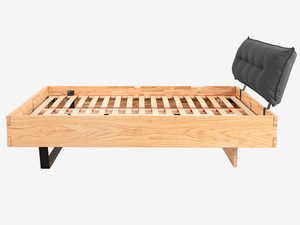 Miniaturka 2 - Łóżko jesionowe ze stelażem i tapicerowaną poduszką grafitową profil