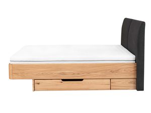 Miniaturka 2 - Dębowe łóżko z szufladą materacem i zagłówkiem grafitowym profil boczny