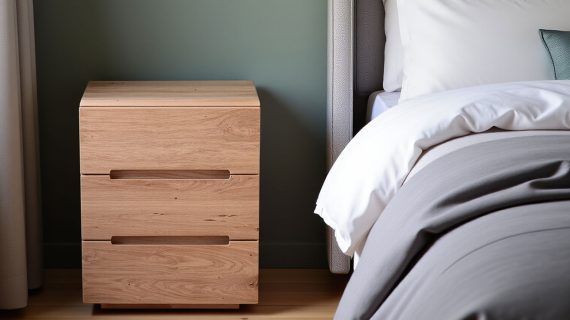 Miniaturka 8 - Drewniana szafka nocna z litego drewna Macari 3L