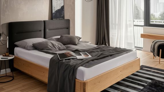 Miniaturka 5 - Łóżko Dębowe z Podnoszonym Stelażem i Pojemnikiem Mara