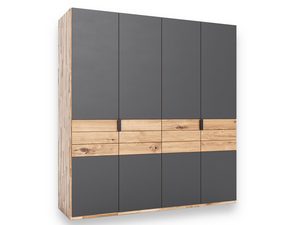 Miniaturka 1 - Grafitowa szafa z czterema drzwiczkami i dębowymi szufladami perspektywa