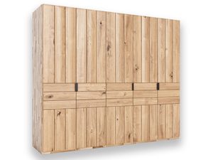 Miniaturka 1 - Dębowa szafa jasna lamelowa z czterema drzwiczkami i szufladami perspektywa