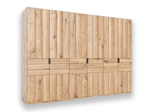 Miniaturka 1 - Dębowa szafa jasna lamelowa z pięcioma drzwiczkami i szufladami perspektywa