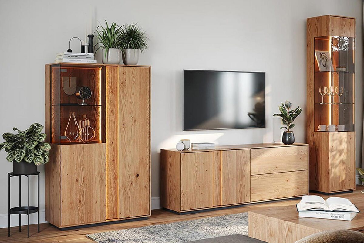 Kolekcja Essentia – Salon z meblami dębowymi