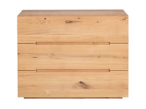 Miniaturka 1 - Dębowa komoda z trzema szufladami wycięte uchwyty frontalny