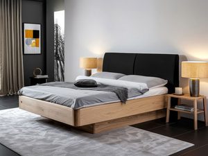 Miniaturka 5 - Łóżko dębowe z zagłówkiem grafitowym w nowoczesnej sypialni z szafkami nocnymi