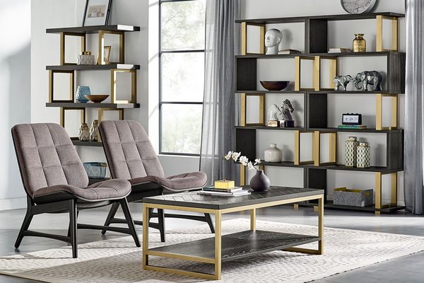 Meble salonowe drewniane z kolekcji w ciepłym odcieniu