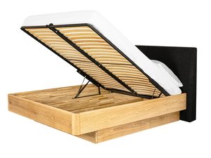 Miniaturka 2 - Łóżko dębowe z pojemnikiem na pościel podnoszony stelaż i zagłówkiem grafitowym