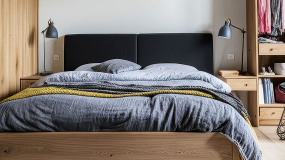 Miniaturka 6 - Dębowe Łóżko z Podnoszonym Stelażem i Pojemnikiem Bamare