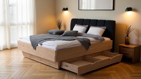 Miniaturka 11 - Wygodne Łóżko Dębowe z Pojemnikiem i Nowoczesnym Designem Dasalia A