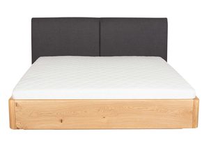 Miniaturka 8 - Łóżko dębowe z materacem i tapicerowanym zagłówkiem grafitowym frontalny