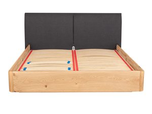 Miniaturka 11 - Łóżko dębowe ze stelażem i tapicerowanym zagłówkiem grafitowym frontalny