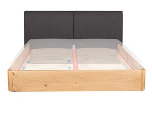 Miniaturka 9 - Łóżko dębowe z materacem przezroczystym i zagłówkiem grafitowym frontalny
