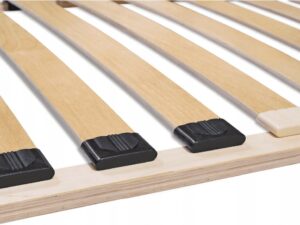 Miniaturka 1 - Detal stelaża drewnianego listwy brzozowe z regulatorami twardości zbliżenie