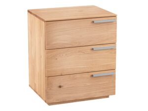 Miniaturka 1 - Szafka nocna dębowa Arella 3L z uchwytami po prawej – widok pod kątem z lewej