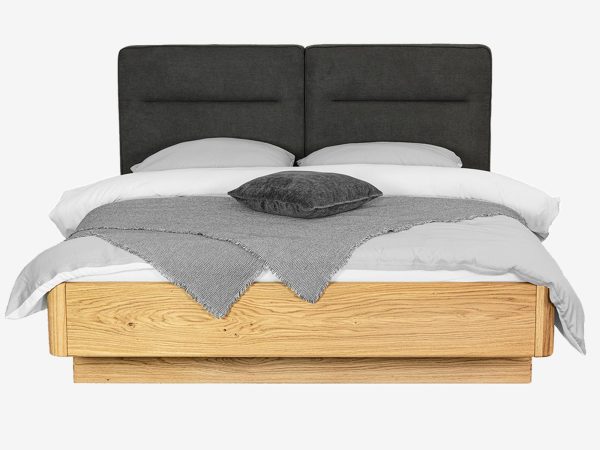 Łóżko Dębowe z Podnoszonym Stelażem i Pojemnikiem Mara