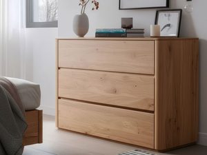Miniaturka 12 - Dębowa komoda z trzema szufladami w nowoczesnej sypialni aranżacja