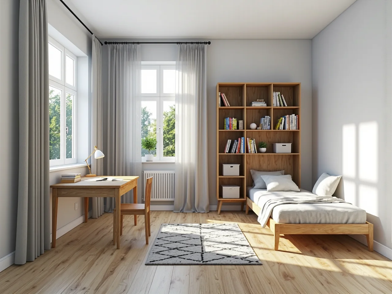 Drewniane biurko dla dziecka w kolorze naturalnego dębu