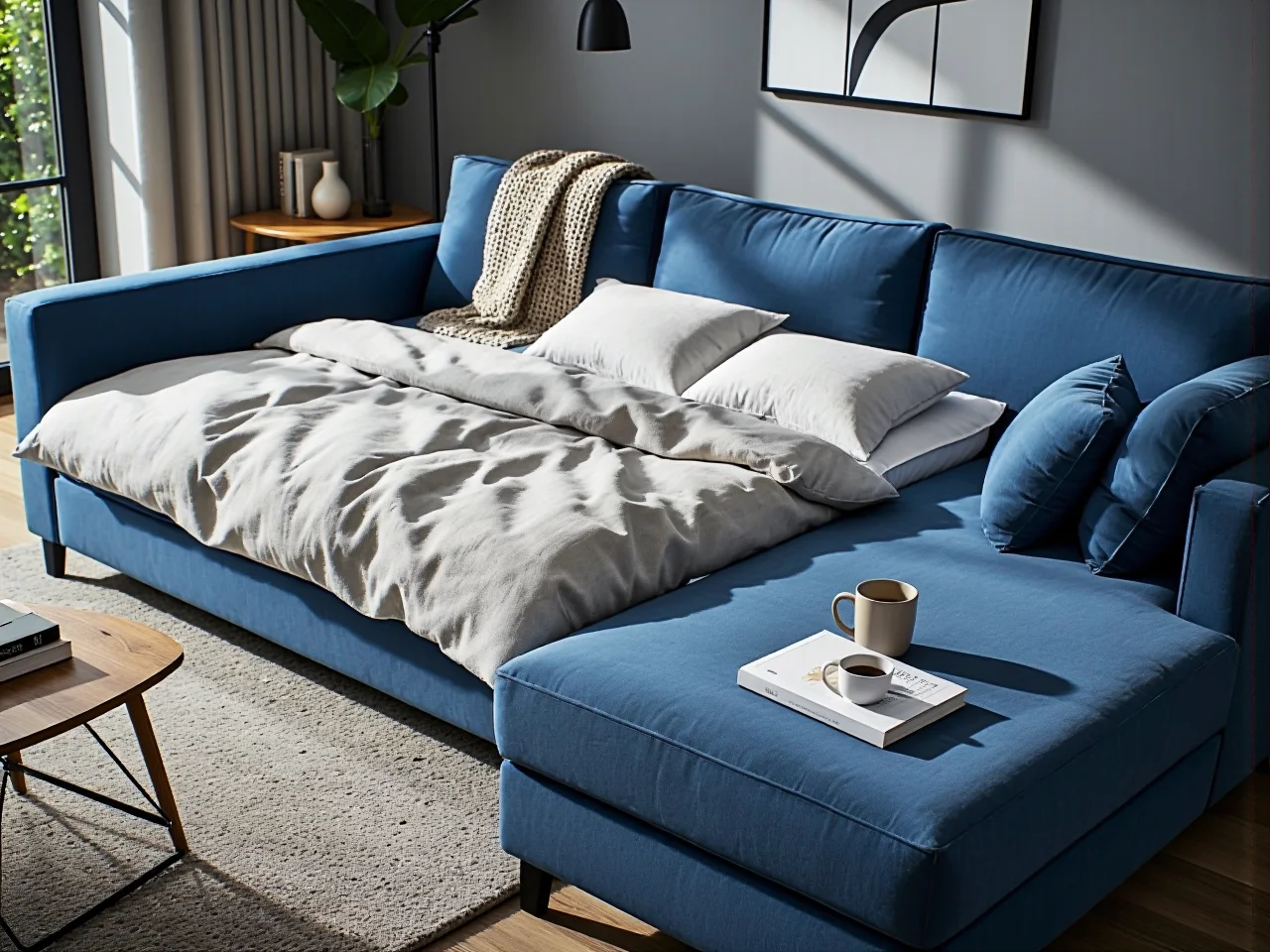 Ekskluzywny narożnik stały bez funkcji spania w przestronnym wnętrzu