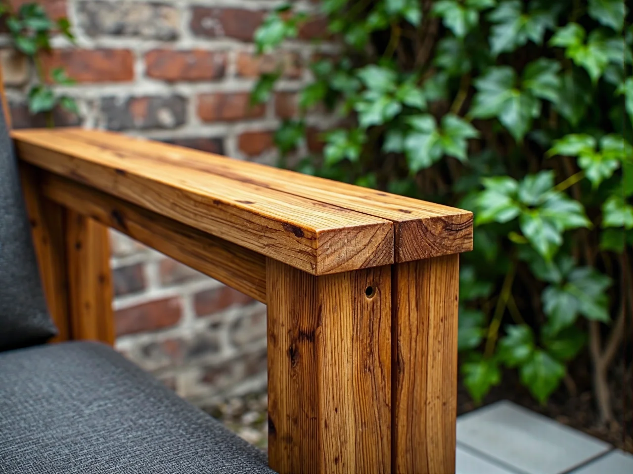 Elegancki zestaw mebli ogrodowych z naturalnego drewna tekowego odpornego na wilgoć i słońce.