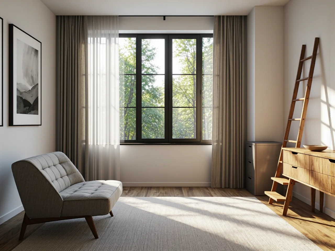 Idealnie dopasowany biały regał na dokumenty w nowocześnie urządzonym domowym gabinecie