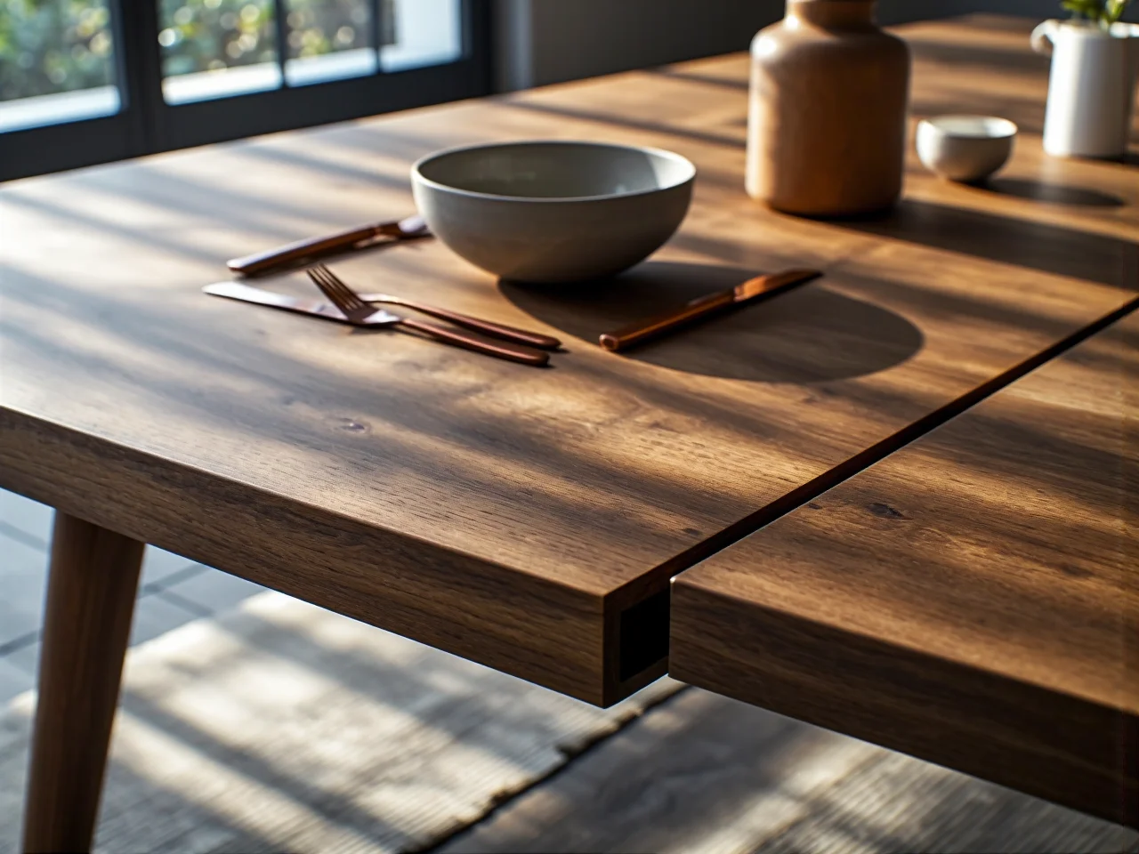 Widok z góry na stół w jadalni pokazujący ile miejsca zajmuje odsunięte krzesło podczas siedzenia.