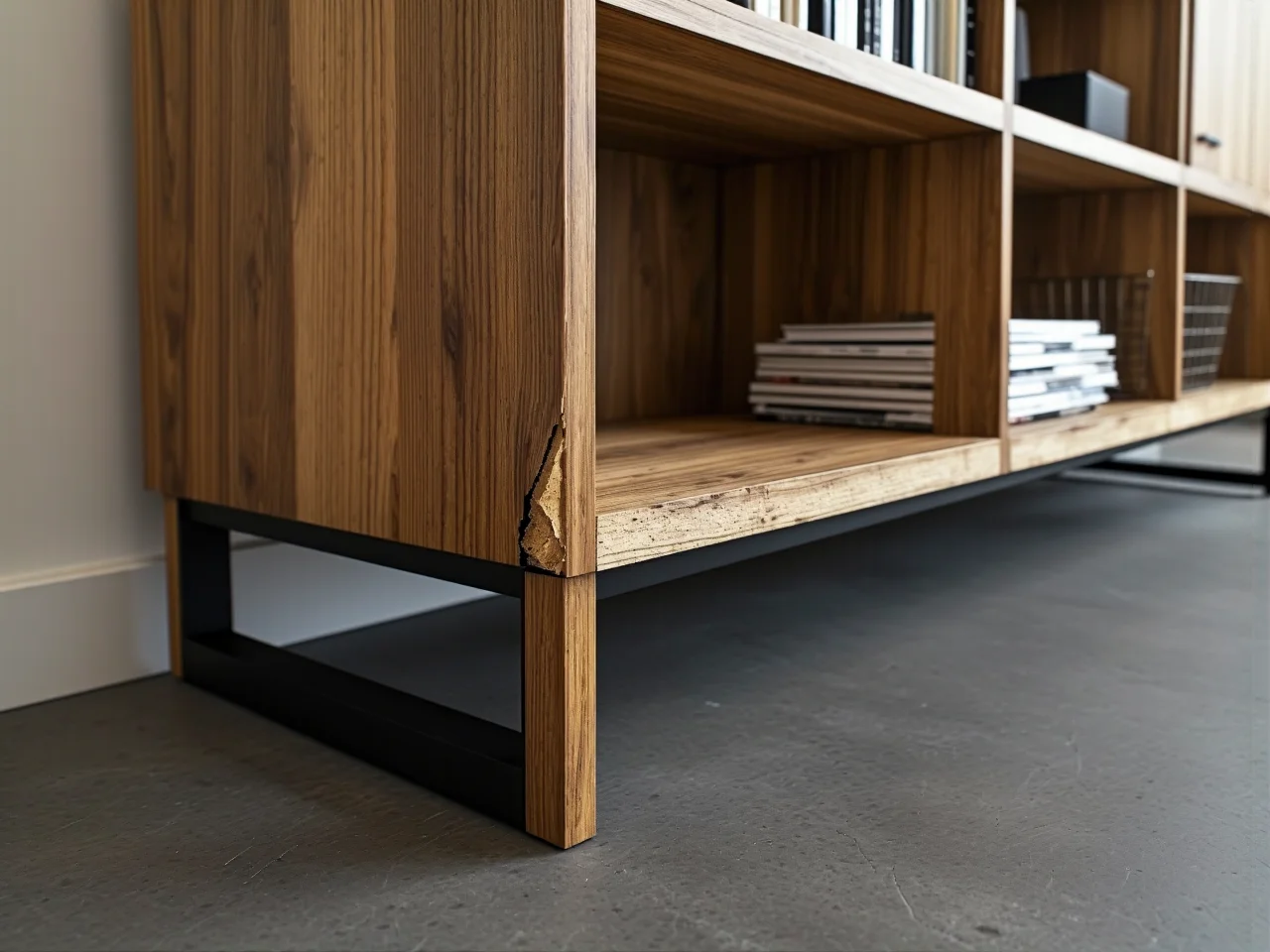 Stylowy i dobrze zorganizowany regał na książki, pokazujący efekt trafionego zakupu bez błędów.