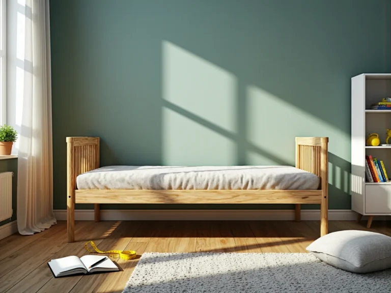 Drewniane łóżko dziecięce sosnowe z wysokimi szczeblinami