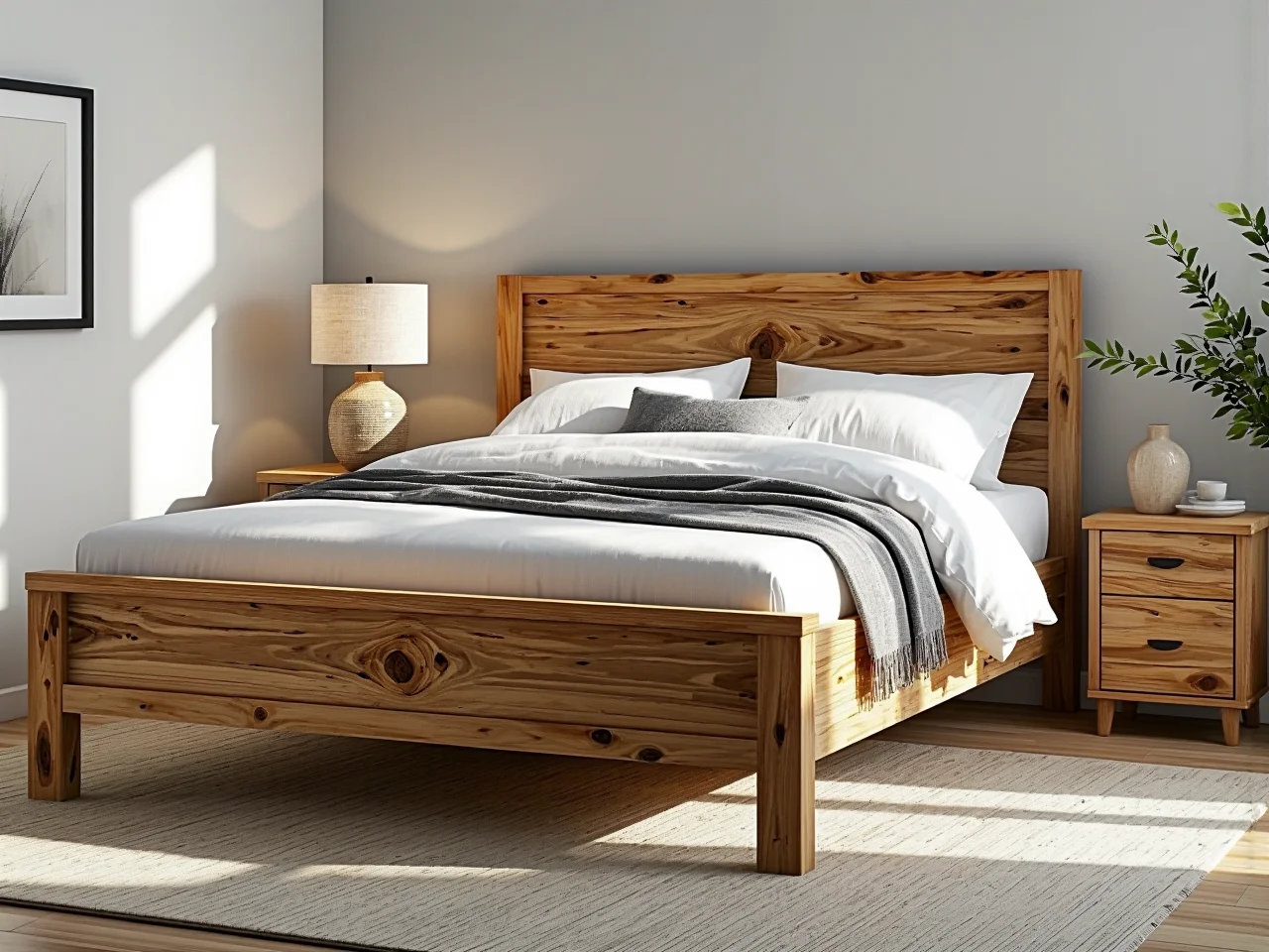 Jasne wnętrze salonu z zestawem mebli drewnianych, w tym stołem i krzesłami.