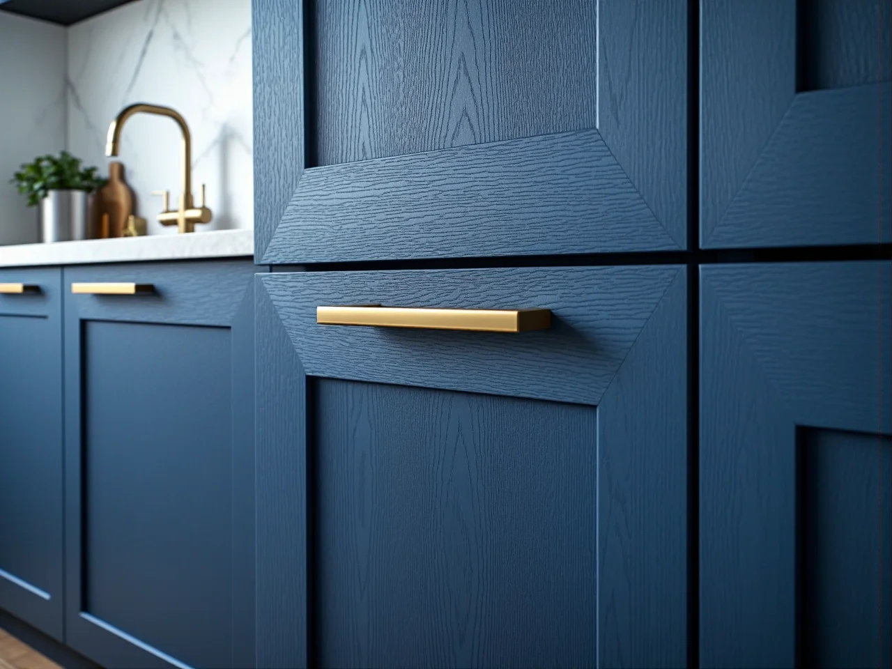 Porównanie detali frontów kuchennych: z lewej widoczne lite drewno, z prawej gładka płyta MDF.