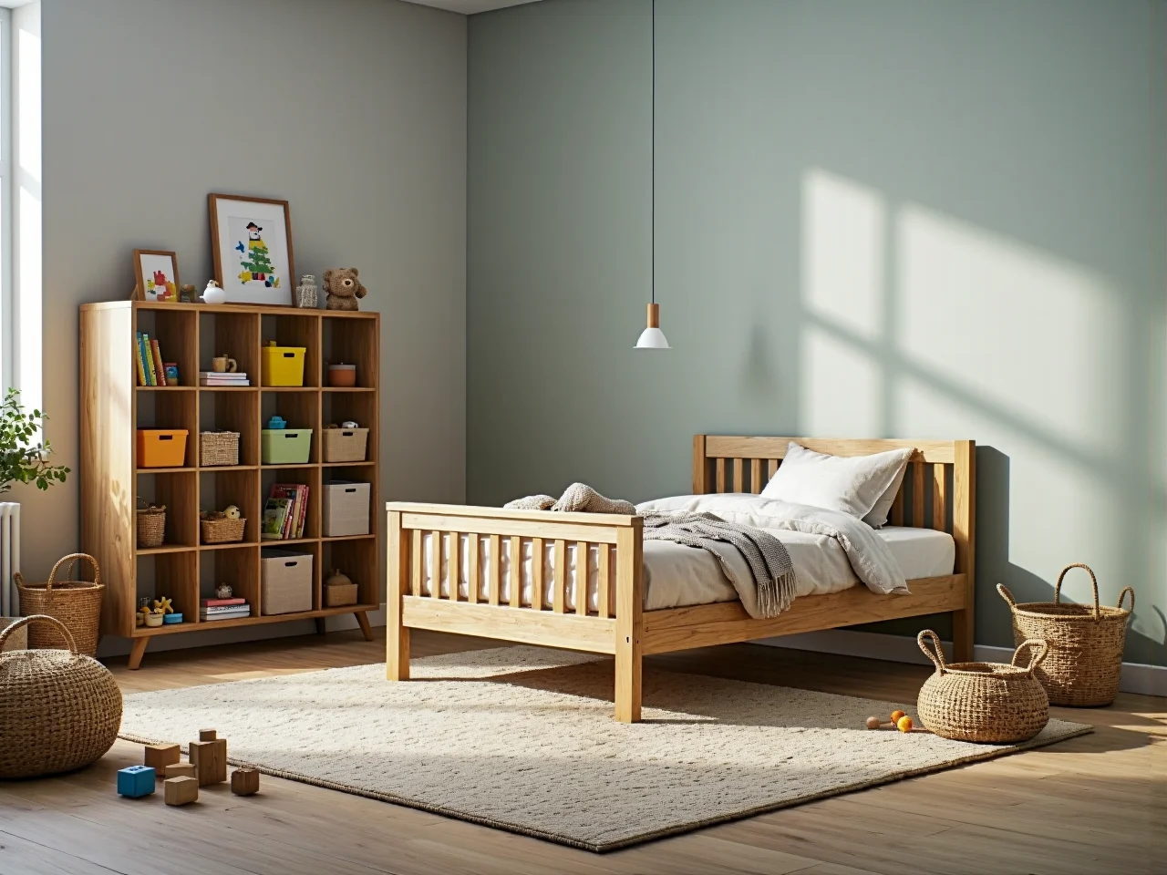 Drewniane łóżeczko dziecięce sosnowe z barierkami bocznymi