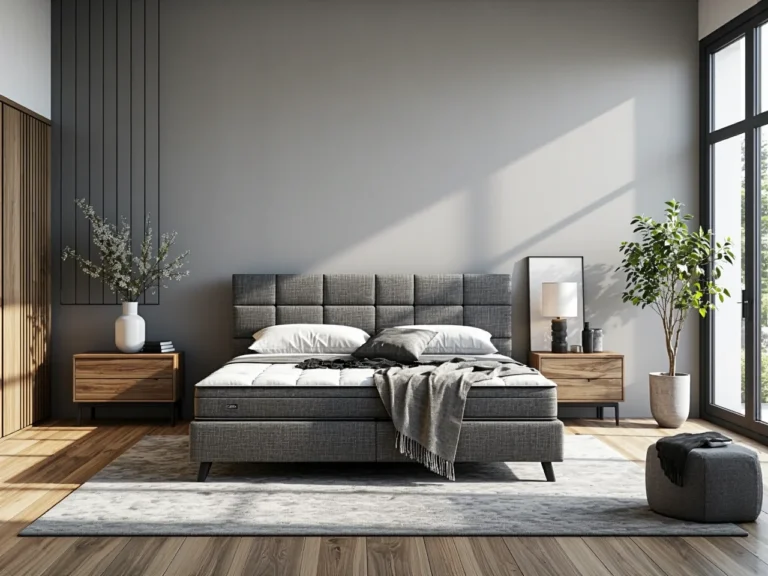 Materac biało-szary z pikowanym pokrowcem i strefami podparcia