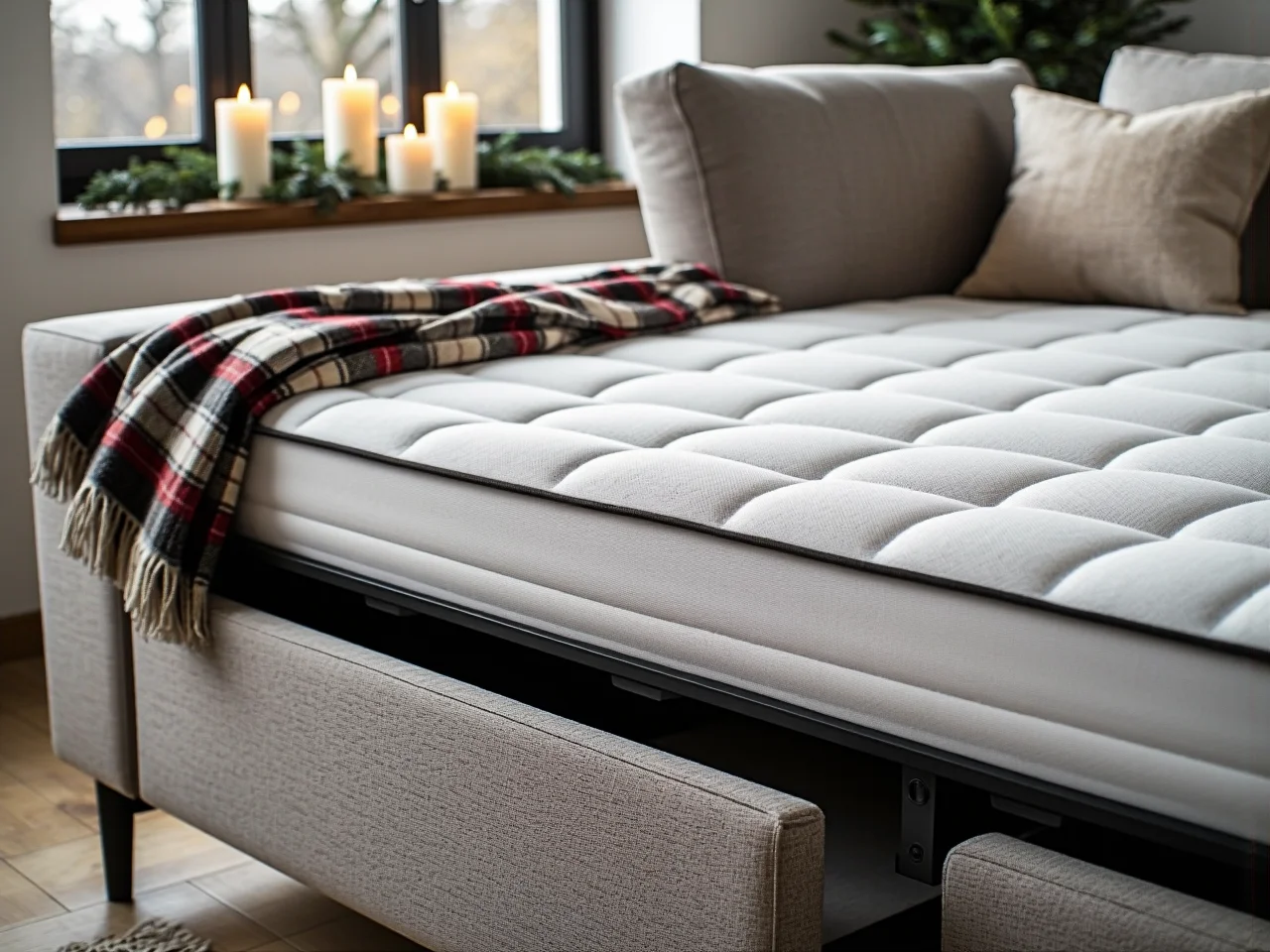 Nowoczesna sofa z funkcją spania jako idealne dodatkowe łóżko dla gości wigilijnych