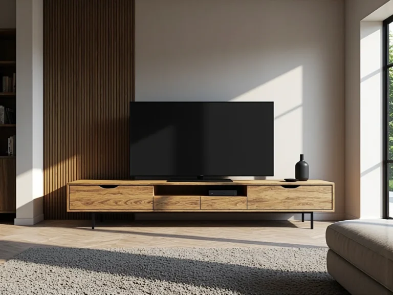 Niska szafka RTV dąb craft z szufladami na metalowych nóżkach