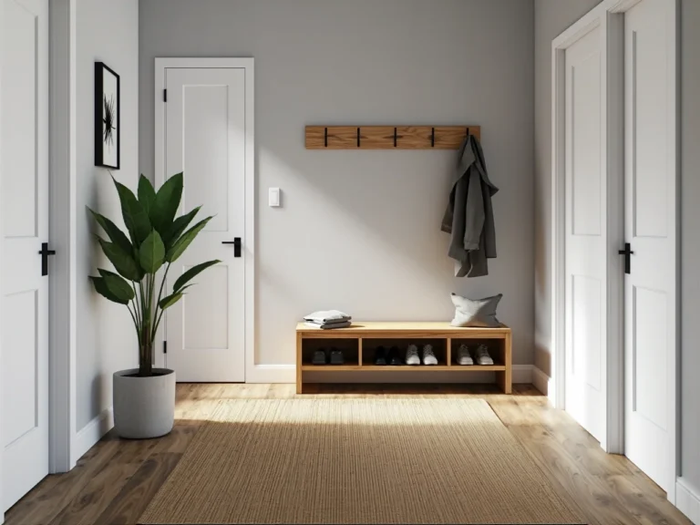 Drewniana ławka przedpokojowa dąb z półką na buty
