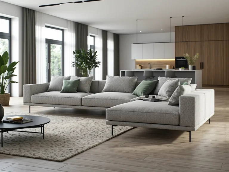 Nowoczesny narożnik rozkładany szary z funkcją spania na metalowych nóżkach